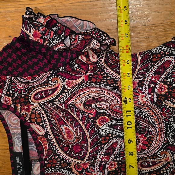 PERCEPTIONS NEW YORK BRAND WOMEN'S BLACK & RED SHORT SLEEVES DRESS SIZE LARGE - Picture 6 of 15